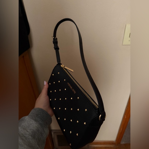 Michael Kors Black and Gold Studded Crossbody Bag - Picture 5 of 6